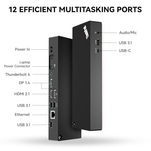 Thinkpad 40B00300 Thunderbolt 4 Universal Docking Station for Laptops, 4 External Displays, Power Charging up to 230W + ITSPWR Bundle Contains HDMI 4K Cable + DP Cable+ Cleaning Cloth - style: 300W