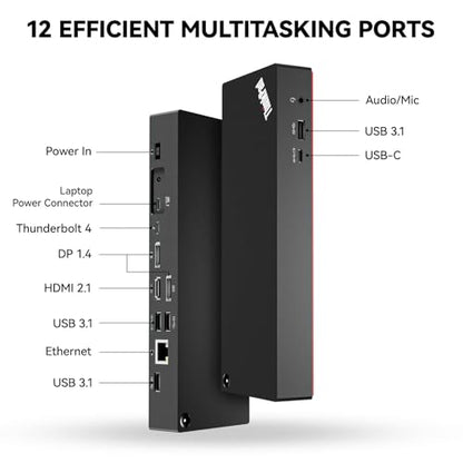 Thinkpad 40B00300 Thunderbolt 4 Universal Docking Station for Laptops, 4 External Displays, Power Charging up to 230W + ITSPWR Bundle Contains HDMI 4K Cable + DP Cable+ Cleaning Cloth - style: 300W