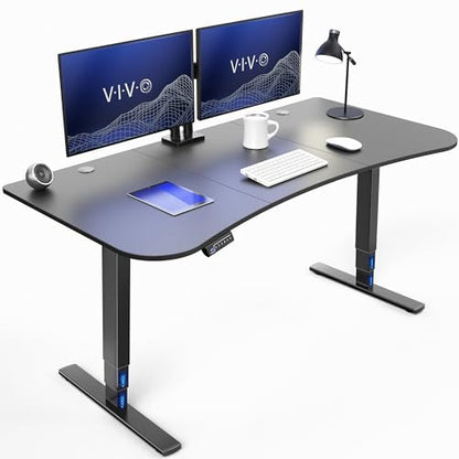 VIVO Black 63 x 32 in Standing Desk, DESK-KIT-2E1B - color: Black Top / Black Frame, size: 63 x 32 inch