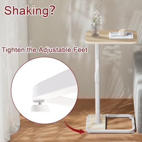 GOYLSER C Shaped End Table for Couch, Height Adjustable Rotatable Couch Tray Tables Sofa Table Tv Trays for Bedroom, Natural Wooden Swivel Side Table for Small Spaces - color: Natural, style: Standard