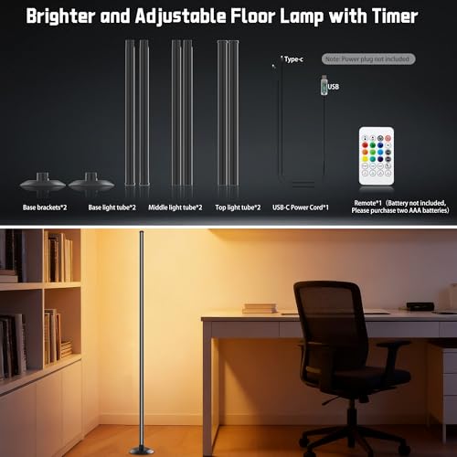 NBBUFF IC+RGBW Led Corner Floor Lamp USB Powered App & Remote Control,2Pack - size: 2Pack