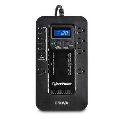 CyberPower EC650LCD Ecologic UPS Battery Backup and Surge Protector - style: 650VA LCD