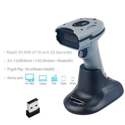 ScanAvenger Wireless Portable 1D&2D Cordless Bluetooth Rugged IP65 Barcode Scanner for Inventory - style: 1D&2D Rugged IP65 with Upgraded Next Gen Stand