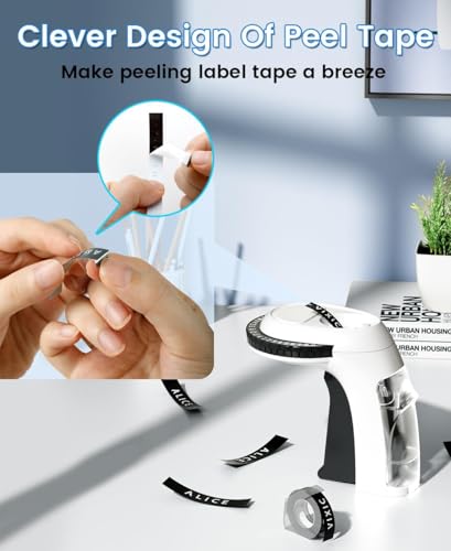 3D Vintage Embossing Label Maker Machine with 10 Rolls Tapes, Omega S Handheld Portable Inkless Embosser Label Printer for Home, Office, DIY&Craft, White & Black