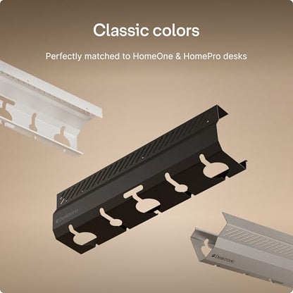 Desktronic Cable Duct Desk Black Set of 2 - Stainless Steel Cable Management Desk Cable Duct with 5 Cable Cut-Outs - Easy to Install Cable Organiser - Cable Holder - color: Black
