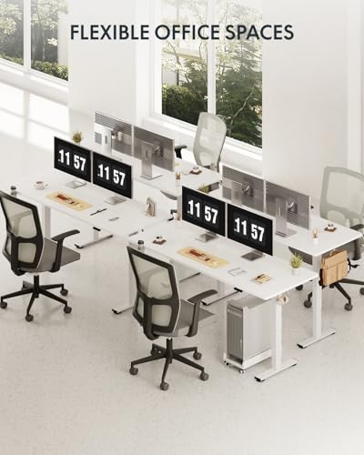 FLEXISPOT 63x32 Inch Electric Standing Desk, White - color: White, size: 63"x32"