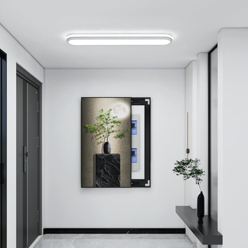 72cm 45W LED Ceiling Light, 6500K Cool White Flush Mount, Modern Ultra Thin Metal Linear Low Profile Lighting Fixture for Kitchen Home Office Hallway Bedroom Living Room - color: White Light(CRI 97+) - B, size: 28.3 Inch