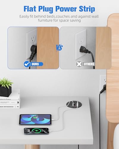 100W USB C Desktop Power Grommet, Double-Side 4 USB 5 Outlets (15Amp) | 4inch Hole Flush-Mount Recessed Power strip for Workspace Essential Desk Outlet Countertop Black - color: Black