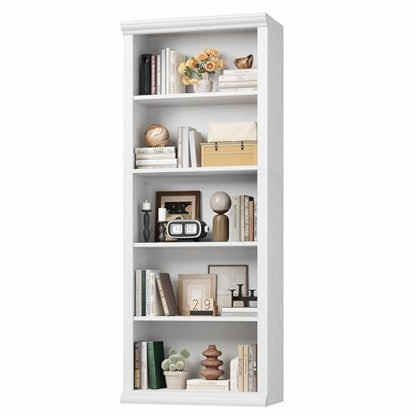 Rresyet Bookshelf and Bookcase, White, 24" Wide, 5 Tier | Tall Modern Bookcase with Storage Shelves, Sturdy Open Display Shelf - color: White