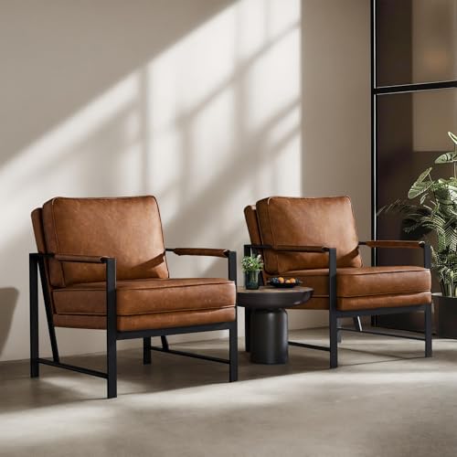 Yaheetech Mid-Century Modern Accent Chairs Set of 2, Light Brown - color: Light Brown, size: Set of 2