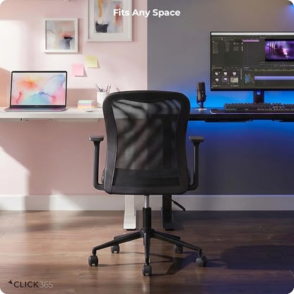 Click365 Ergonomic Office Chair with Lumbar Support, Mid-Back Mesh Chair - color: M110/Sleek Black