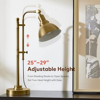 VONLUCE Rustic Desk Lamp, Adjustable Industrial Table Lamp for Home Office - color: Brass