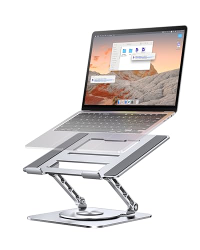 MCHOSE Laptop Stand for Desk, Ergonomic Laptop Riser with 360° Rotating Base, Foldable Notebook Computer Holder Stand Compatible with MacBook Air Pro, Dell XPS, More 10-15" Laptops, Silver