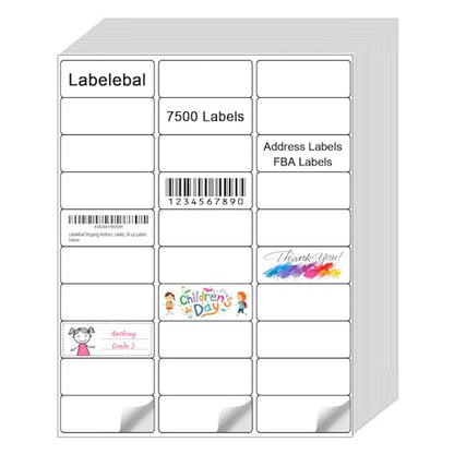 (7500 Pcs/250 Sheets) A4 30 Up Shipping Address Labels, 30 Per Page,1" x2-5/8 Mailing Label, 30-UP White Shipping Labels for Inkjet or Laser Printer, - color: 30 Up-7500 Labels
