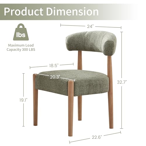 VKNOW Wooden Dining Chairs Set of 6 with Rubberwood Legs, Curved Backrest - color: Green, size: Set of 6