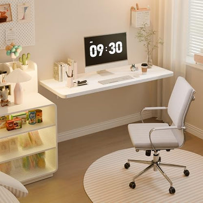 Dogsky Floating Wall Desk 48" x 16" - 300 lbs Heavy Duty Solid Pine - color: White, size: 48" x 16"