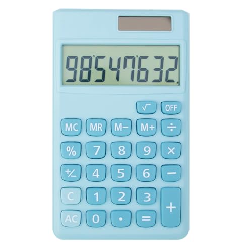 Basic Standard Calculators Small Digital Desktop Calculator with 8-Digit LCD Display, Battery Solar Power Smart Calculator Children's School Adult Office Family Standard Functions (8 bit Blue) - color: 8 bit blue