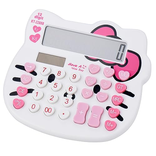 Women Calculators,Desktop Calculator 12 Digit with Large LCD Display and Sensitive Button, Solar and Battery Dual Power, Standard Function for Office, Home, School (White) - color: White