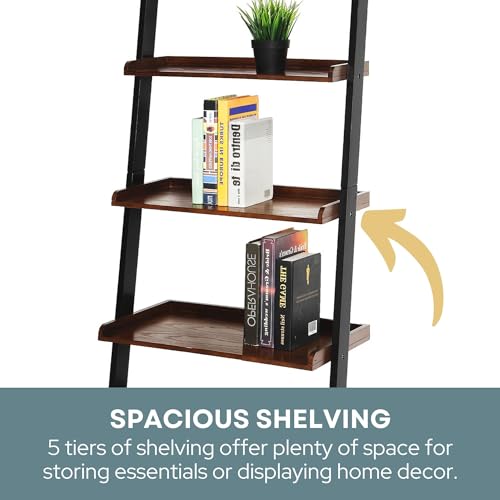 Convenience Concepts French Country Ladder Bookshelf 25" - Classic Living Room Bookcase for Traditional, Modern Office, Family Room & Home Office, Dark Walnut - color: Dark Walnut / Black