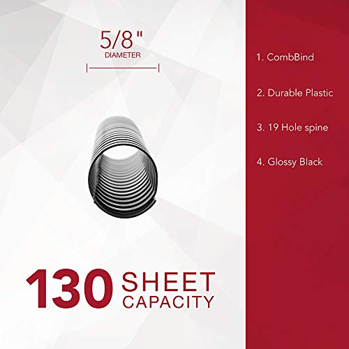 GBC Binding Spines / Spirals / Coils, 5/8" Diameter, 130 Sheet Capacity, CombBind, Black, 100 Pack (4000092) - size: 100 Pack, style: 5/8" Diameter/130 Sheet Capacity