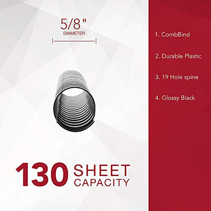 GBC Binding Spines / Spirals / Coils, 5/8" Diameter, 130 Sheet Capacity, CombBind, Black, 100 Pack (4000092) - size: 100 Pack, style: 5/8" Diameter/130 Sheet Capacity