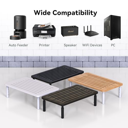Bamboo Monitor Stand Riser, 4 Adjustable Height,Easy Assembly