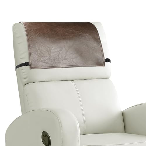 Headrest Cover for Recliner Chair Recliner Headrest Protector Faux Leather Headrest Cover with Elastic Straps Couch Headrest Covers for Furniture Sofa Protector Office Chair 17 x 27In(Brown) - color: Brown, size: 17x27 in