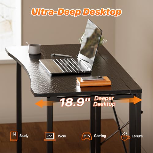 Huuger Folding Desk for Small Spaces, 39.4 Inch Foldable Computer Table - color: Black, size: 18.9"D x 39.4"W