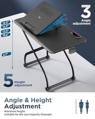 SAIJI Metal Small Laptop Desk Standing Converter Adjustable Desk Riser