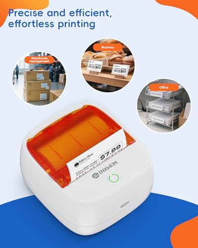 B21 Label Maker, 2-Inch Bluetooth Label Maker Machine with 3 Tapes – Thermal Label Printer Ideal for Small Business, Address, Barcode, School, Office, Home - color: White-Orange, style: Machine + 3 Tapes