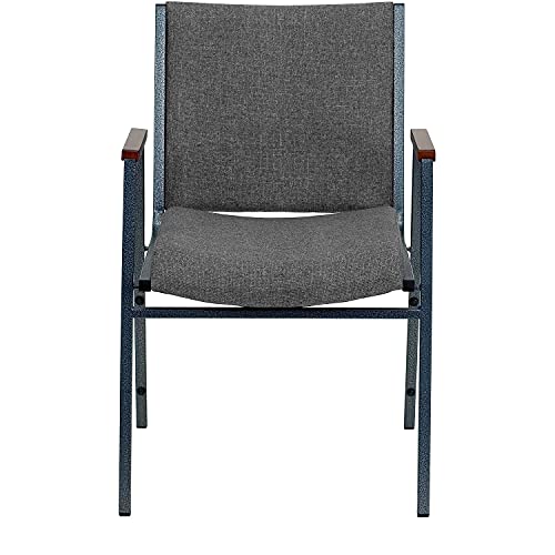 Flash Furniture HERCULES Series Heavy Duty Gray Fabric Stack Chair with Arms and Ganging Bracket - color: Gray Fabric, size: Set of 1