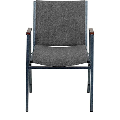Flash Furniture HERCULES Series Heavy Duty Gray Fabric Stack Chair with Arms and Ganging Bracket - color: Gray Fabric, size: Set of 1