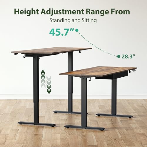 Agilestic 48*24 Inch Electric Standing Desk with Under Drawer, Rustic Brown - color: Basic Rustic Brown, size: 48x24 Inch