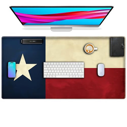 L&B Mercantile American Flag XXL Deskpad, Desk Mat for Computer Keyboard and Mouse – Patriotic USA Gaming Mousepad, Extra Long XL Mouse Pad for Laptop Office Desk. (Texas Flag) - color: Texas Flag
