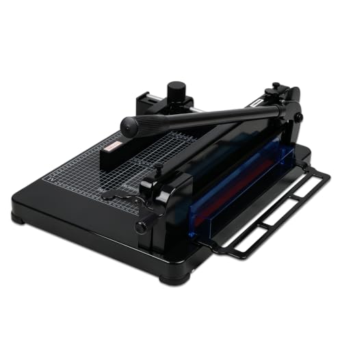 Vagbstu Guillotine Paper Cutter Heavy Duty 400 Sheet Capacity,Solid Steel with HSS Blade,Industrial Commercial Trimmer for Office,School,Print Shop,Safety Lock & Clear Grids (A4-12'' Paper Cutter)