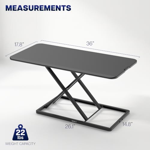 VIVO Black 36 in Single Top Standing Desk Converter, DESK-V036U - color: Black, size: 36"