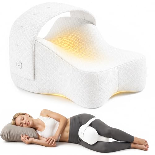 Knee Pillow for Side Sleepers,Memory Foam Balanced Support for Hip & Sciatica Pain Relief,Leg Pillow for Side Sleeping,Adjustable Elastic Strap for Pregnant Women and Seniors (White) - color: White