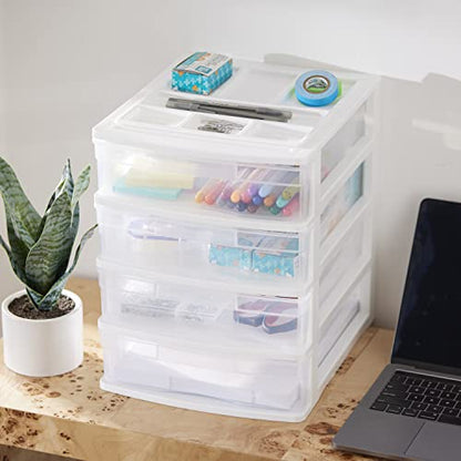 Gracious Living 4-Tier Drawer Organizer, Plastic Desktop Drawers, White