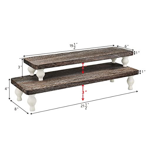 Ikee Design 2 Pcs Set Wooden Display Riser, Cupcake Dessert Display Riser, Countertop Centerpiece Dessert Serving Stand, Artificial Plant Pot Display Stand for Garden Decor, Coffee Color - color: Coffee