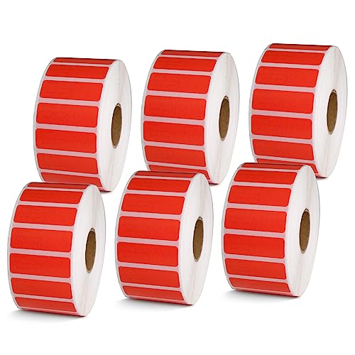 BETCKEY - 1.5" x 0.5" (38 mm x 13 mm) Thermal Labels, [6 Roll/Red] - color: Red, size: 1.5 in x 0.5 in