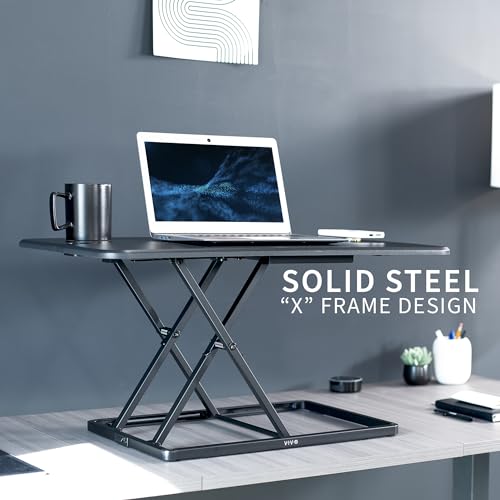 VIVO Black 32 in Single Top Standing Desk Converter, DESK-V032J - color: Black, size: 32"