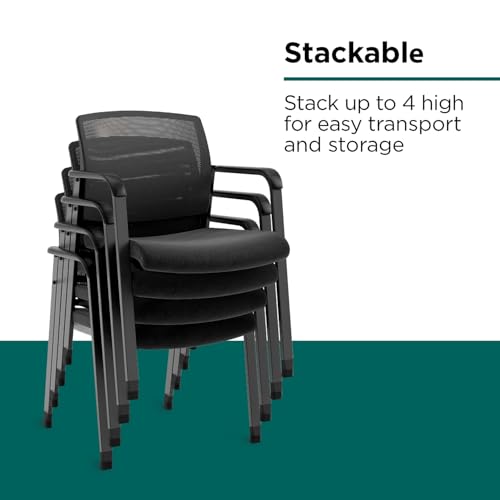 Workplace 2.0 Guest & Reception Chair, Mesh, Stackable, Black | Comfortable seating for reception areas and everyday office use. - style: Fabric