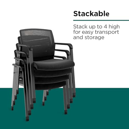 Workplace 2.0 Guest & Reception Chair, Mesh, Stackable, Black | Comfortable seating for reception areas and everyday office use. - style: Fabric