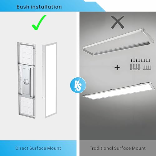 1x4FT Led Flat Panel Light Surface Mount Ceiling Light, 5CCT 3000K/3500K/4000K/5000K/6500K 120V TRIAC Dimmable, 30W/40W/50W 6250Lumens, Flush Mount or Drop Ceiling for Office Kitchen Garage, 4 Pack - size: 4 PACK