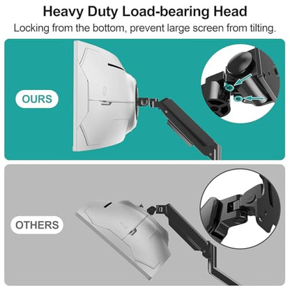 MOUNT PRO Heavy Duty Monitor Arm for 49 inch Ultrawide Screen up to 44 lbs, Single Desk Computer Mount Curved Monitor Stand for Samsung Odyssey G9, Adjustable Gas Spring VESA Mount 75x75 100x100 - size: Max 49", style: Single