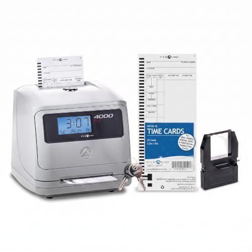 Pyramid Time Systems 4000 Pro Auto Totaling Time Clock, Silver