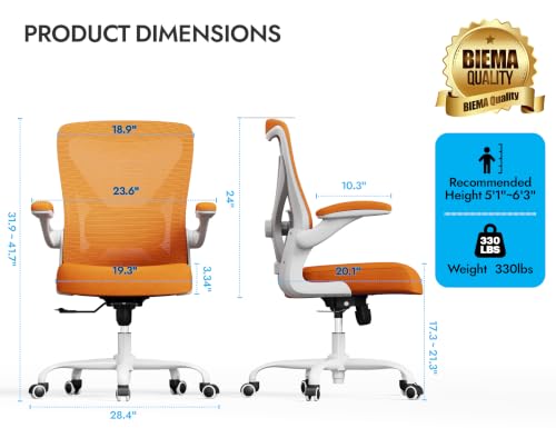 Ergalithic Office Chair: Mesh Ergonomic Desk Chair with 3D Lumbar & Swivel - color: Orange, size: Pack of 1