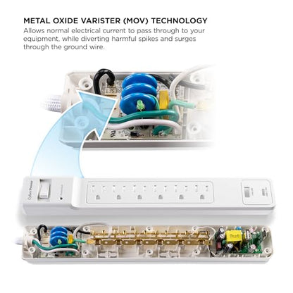CyberPower CSB1206 Essential Surge Protector (Pack of 6) - size: 1.7" x 4.1" x 12" (Pack of 6)