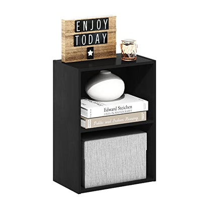 Furinno LUDER 2-Tier Book Shelf, Open Shelves Bookshelf, Blackwood | 9 x 16 x 21, Closed Back, Modern Bookcase, for Living Room, Bedroom, Home Office - color: Blackwood, size: 2-Tier, 9 x 16 x 21