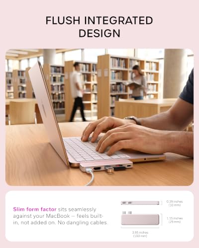Satechi 6-in-2 USB-C Snap Hub, 4K/60Hz HDMI, for MacBook Neo, Blush - color: Blush